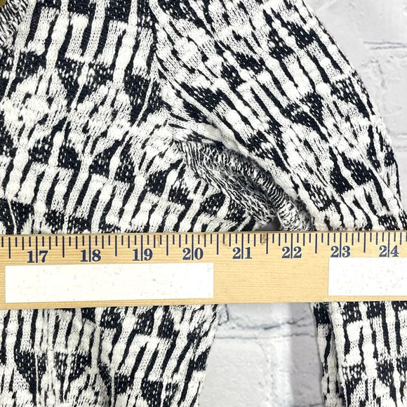 Lucky Brand Sweater Women's Medium White Plaid Tweed Knit Stretch Cadigan Jacket - Picture 11 of 11